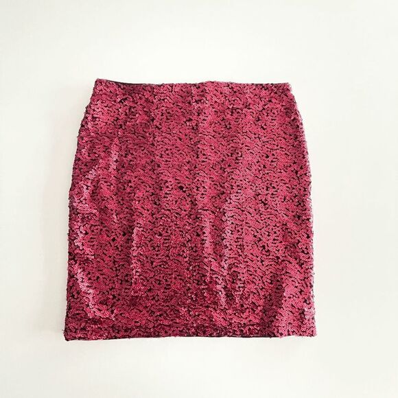 Divided X H&M Women's Red Sequin Pencil Mini Skirt Size S - Picture 2 of 7